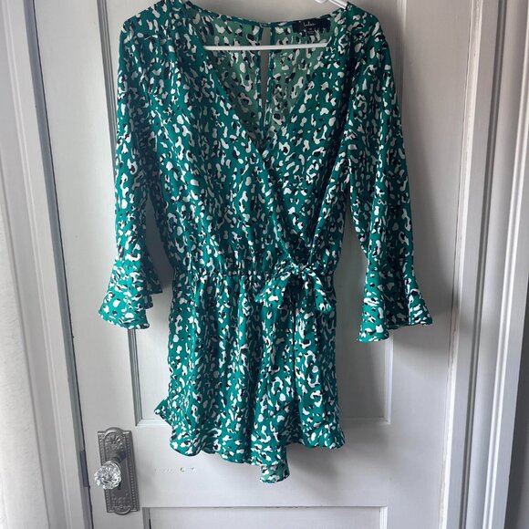 Lulus Green Animal Print Romper - Picture 1 of 3